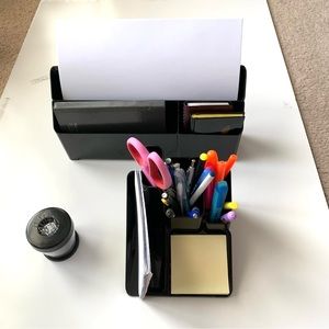 Set of 3 Office Desk Stationary Black